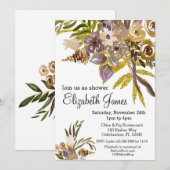 Golden Elegance Herfst Floral Baby shower Kaart (Voorkant / Achterkant)