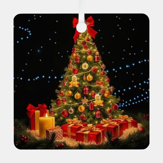 Golden Elegance kerstboom Metalen Ornament (Voorkant)