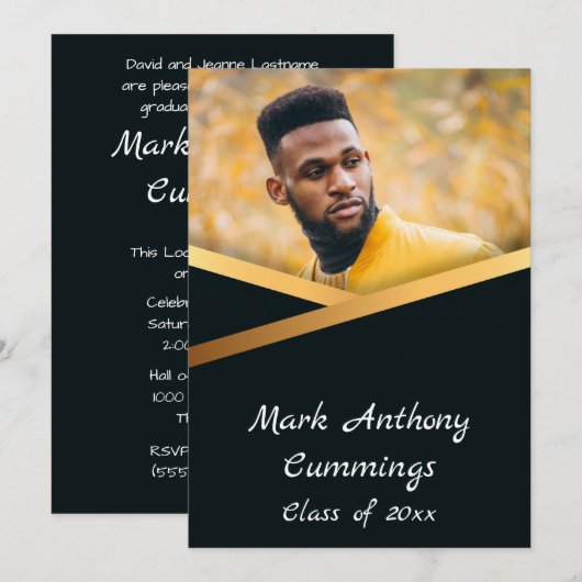 Golden Elegance klasse van foto Afstuderen 2 Kaart (Voorkant / Achterkant)