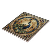 Golden Elegance Majestic Peacock Feather Art Deco Tegeltje (Zijkant)