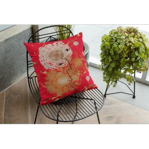 Golden Elegance Mid-Century Abstract Kussen