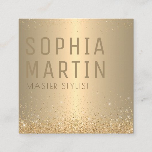 Golden Elegance Minimale handtekening Vierkante Visitekaartje (Voorkant)