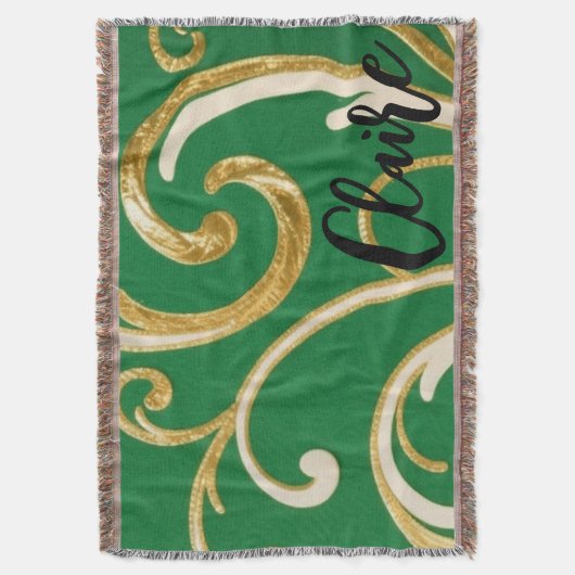 Golden Elegance Moss Green pattern Deken (Voorkant Verticaal)