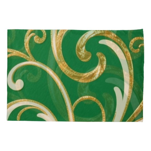 Golden Elegance Moss Green pattern Kussensloop (Achterkant)