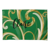 Golden Elegance Moss Green pattern Kussensloop (Voorkant)