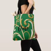 Golden Elegance Moss Green pattern Tote Bag (Dichtbij)