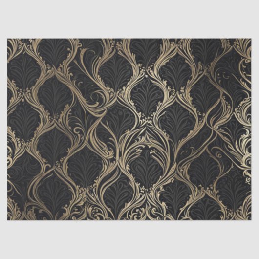 Golden Elegance op zwart decoupage papier (Voorkant)