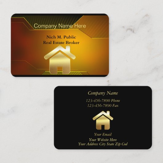 Golden Elegance Real Estate Visitekaartje (Voorkant / Achterkant)