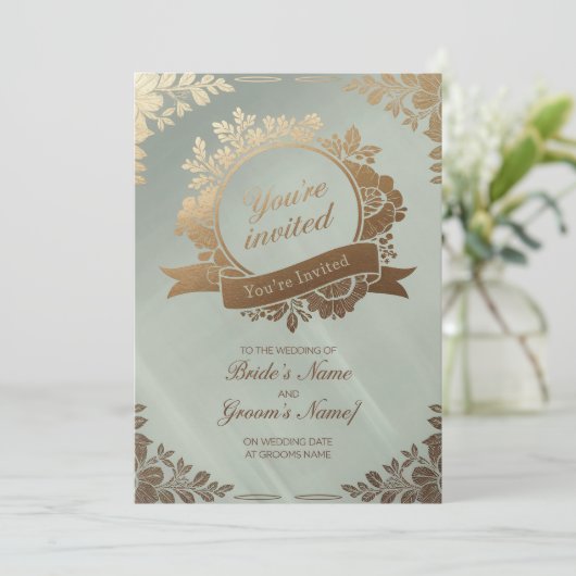 Golden Elegance Uitnodiging (Staand voorkant)