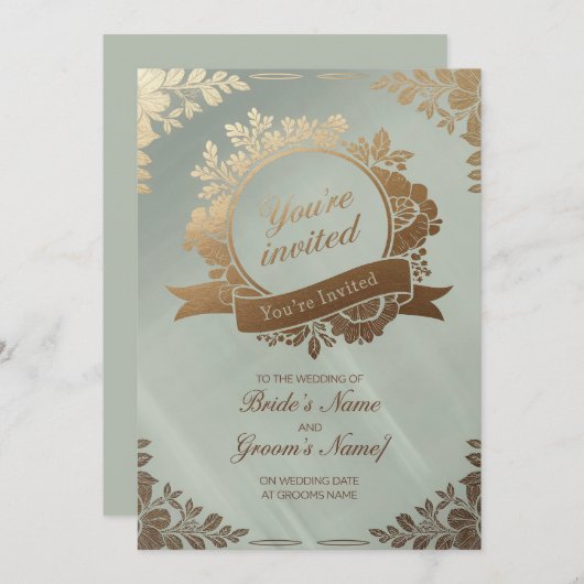 Golden Elegance Uitnodiging (Voorkant / Achterkant)