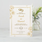 Golden Elegance Wedding Invitation Kaart (Staand voorkant)