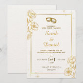Golden Elegance Wedding Invitation Kaart (Voorkant / Achterkant)