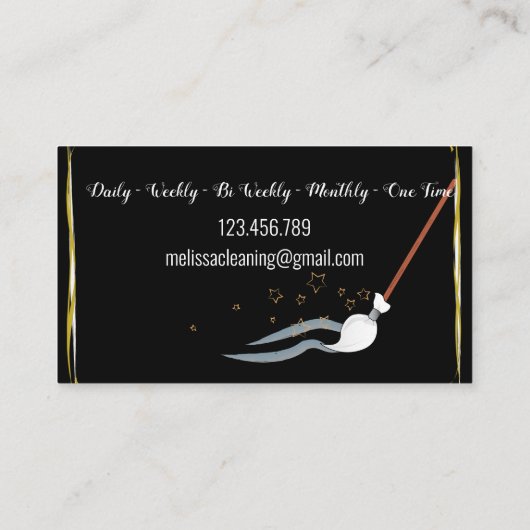 Golden elegant antiek bezembezinksel visitekaartje (Achterkant)