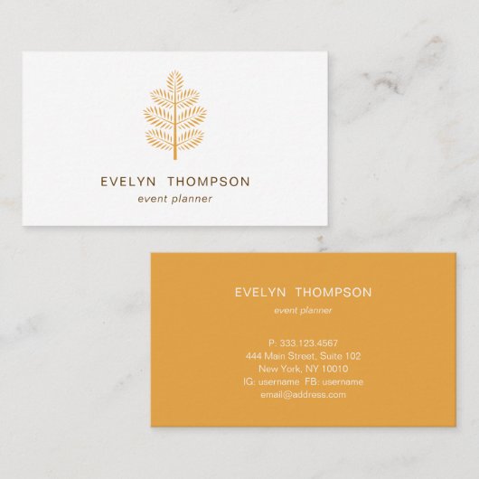 Golden Elegant Chic Botanical Tropical Branch Visitekaartje (Voorkant / Achterkant)