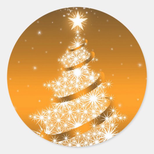 Golden Elegant Christmas Tree Sticker (Voorkant)