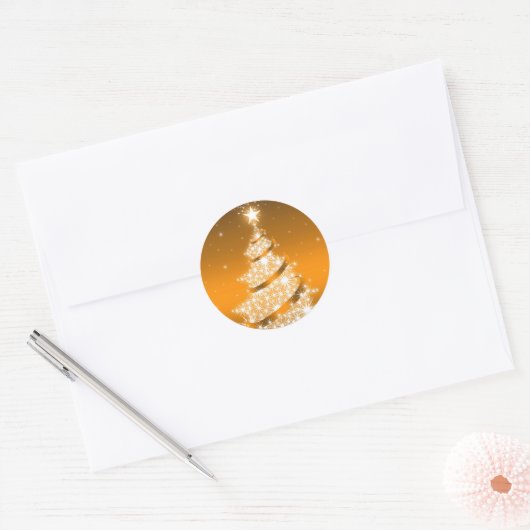 Golden Elegant Christmas Tree Sticker (Envelop)