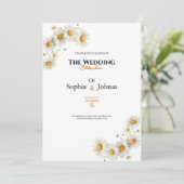 golden elegant daisy flower wedding invitation kaart (Staand voorkant)