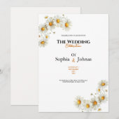 golden elegant daisy flower wedding invitation kaart (Voorkant / Achterkant)
