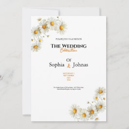 golden elegant daisy flower wedding invitation kaart
