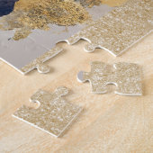 Golden Elegant Flower Jigzaag Puzzle Legpuzzel (Zijkant)