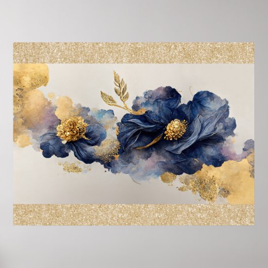 Golden Elegant Flower Poster (Voorkant)
