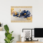 Golden Elegant Flower Poster (Thuiskantoor)