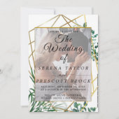 Golden Elegant Foliage Vellum Wedding Invitation Kaart (Voorkant)