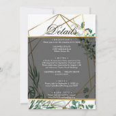 Golden Elegant Foliage Vellum Wedding Invitation Kaart (Achterkant)