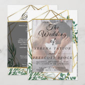 Golden Elegant Foliage Vellum Wedding Invitation Kaart (Voorkant / Achterkant)