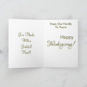 Golden Elegant Photo Happy Thanksgiving Feestdagen Kaart (Binnen)
