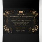 Golden Elegant Skeletons RecEPT & NON-MENU RSVP Drieluik Uitnodiging (Binnenkant midden)