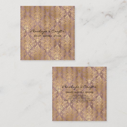 Golden Elegant Square Visitekaartje (Voorkant / Achterkant)