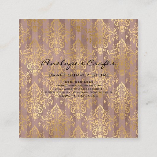 Golden Elegant Square Visitekaartje (Achterkant)