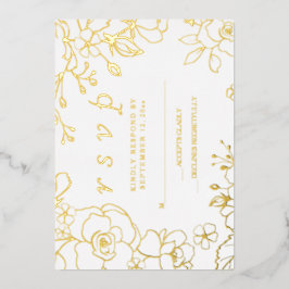 Golden Elegant Wedding RSVP Real Gold Folie Uitnodiging