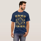 Golden element met bladeren met kussen t-shirt (Voorkant volledig)
