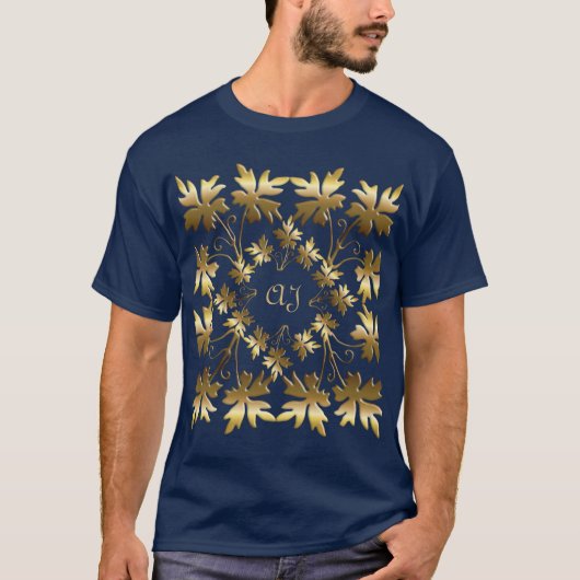 Golden element met bladeren met kussen t-shirt (Voorkant)