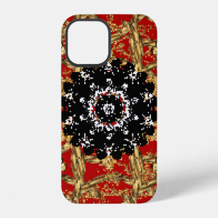 Golden element on red background. Illustraaierstaa iPhone 12 Hoesje