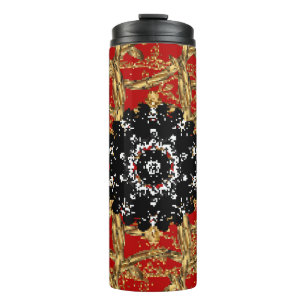 Golden element on red background. Illustraaierstaa Thermosbeker