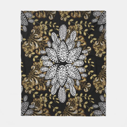 Golden element op zwarte achtergrond. Golden black Fleece Deken (Voorkant)
