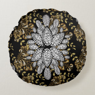 Golden element op zwarte achtergrond. Golden black Rond Kussen