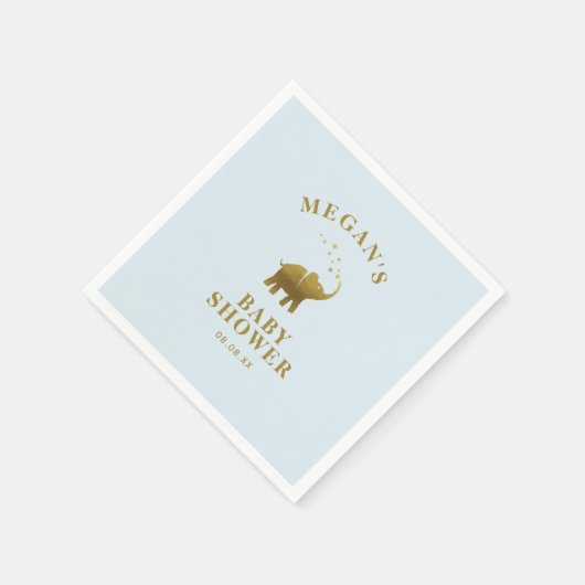 Golden Elephant Baby Blue Baby shower Servet (Hoek)