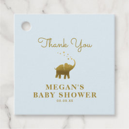 Golden Elephant Blue Baby shower Bedankt Bedankjes Labels