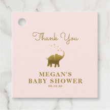 Golden Elephant Blush Baby shower Bedankt