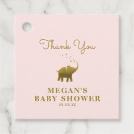Golden Elephant Blush Baby shower Bedankt Bedankjes Labels