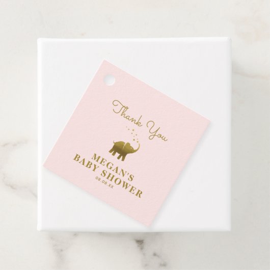 Golden Elephant Blush Baby shower Bedankt Bedankjes Labels (In situ)