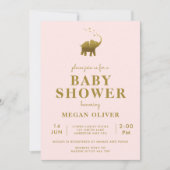 Golden Elephant Blush Pink Baby shower Kaart (Voorkant)