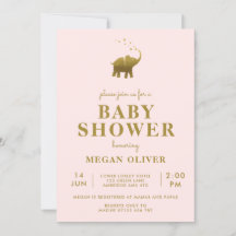 Golden Elephant Blush Pink Baby shower