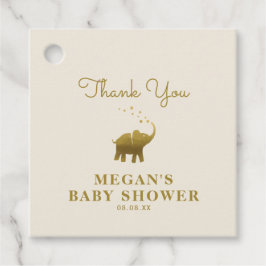 Golden Elephant Ecru Baby shower Hartelijk dank Bedankjes Labels