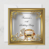 Golden Elephant Elite Elegant Birthday White Kaart (Voorkant)