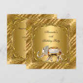 Golden Elephant Elite Elegant Gold Birthday Party Kaart (Voorkant / Achterkant)